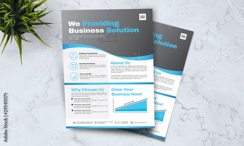 A4 business template flayer vol 7 with orange, blue, white and grey color cmyk ready to print in vector editable layer