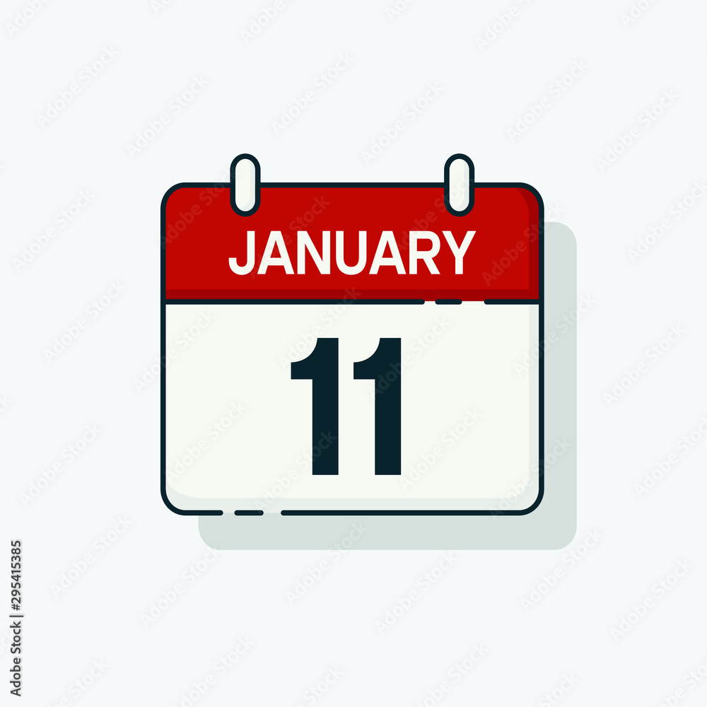 Vector flat daily calendar icon. Day , month , 11 January Vector flat daily calendar icon. Day , month , 11 January