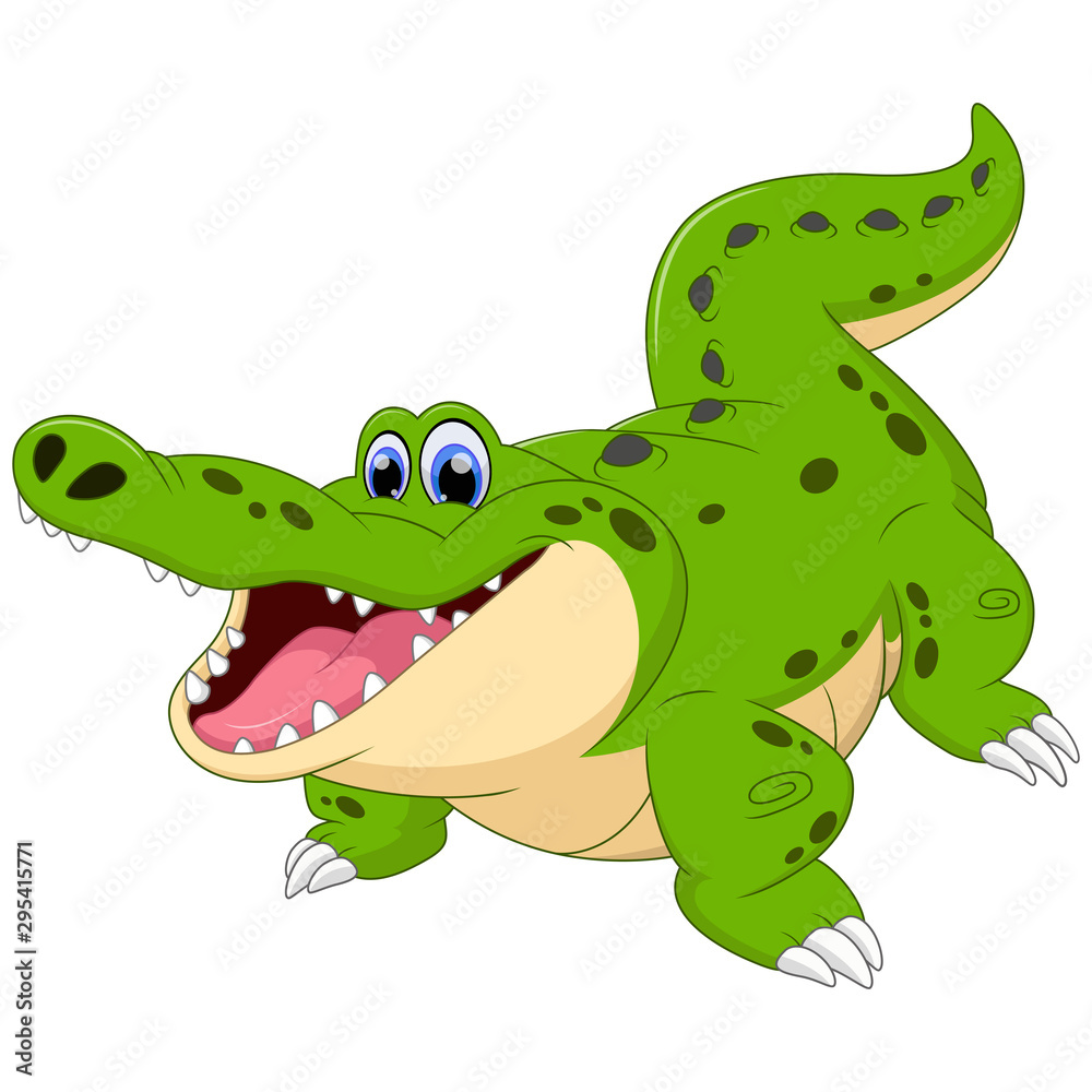 Fototapeta premium Cartoon crocodile isolated on white background