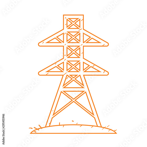 High voltage tower icon outline drawing. © filkusto