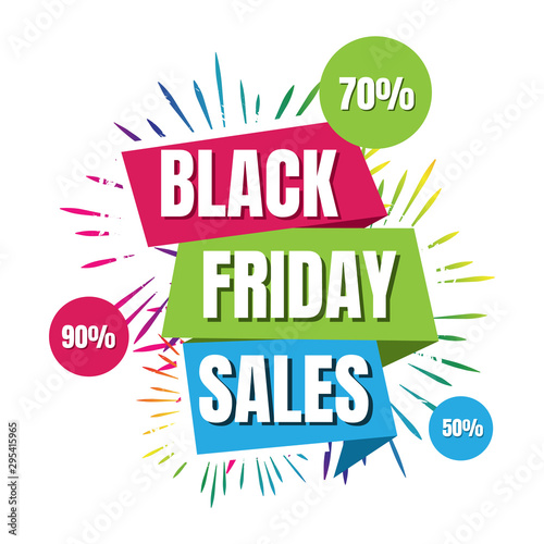 Black friday sale vector logo. November promo discount sign banner design template