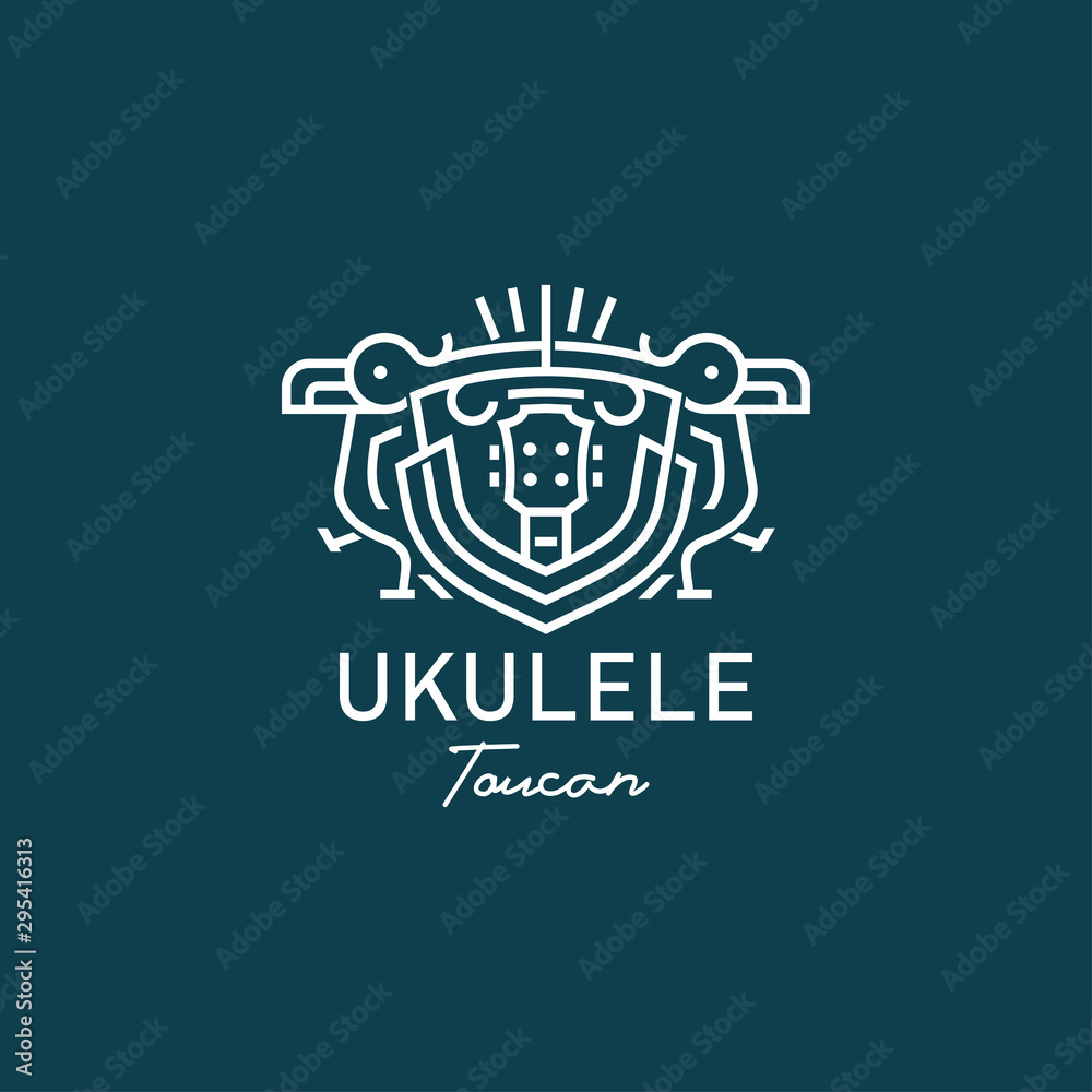 Fototapeta premium Ukulele Toucan Logo – Minimalist Line Art Music and Bird Design