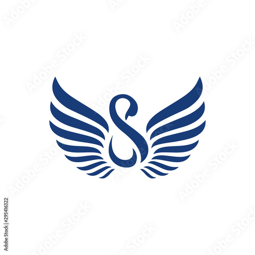Fototapeta Naklejka Na Ścianę i Meble -  new stylish spreading wings swan logo design vector logotype sign illustration