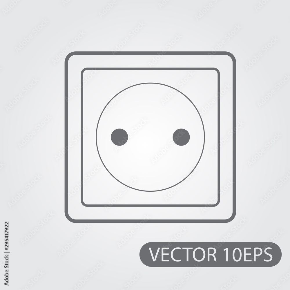 Household electrical outlet icon black and white outline drawing Household electrical outlet icon black and white outline drawing
