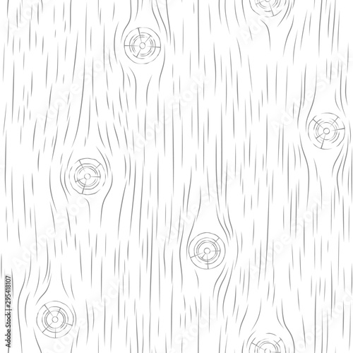 Cracked wood plank with knots. Seamless wooden pattern. Vector illustration
