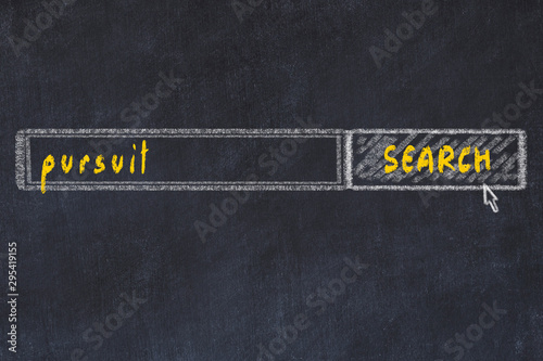 Chalkboard drawing of search browser window and inscription pursuit
