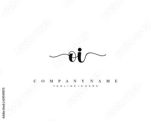 OI initial handwriting logo with circle template vector.