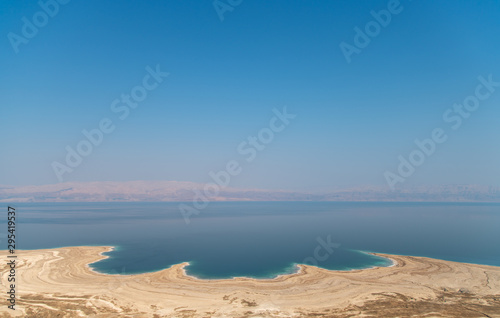 Aerial View of the Dead Sea Shore Line From High Point