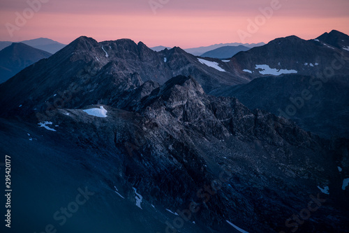 mountain tops at sunrise