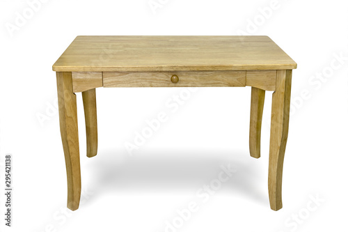 Wooden table isolated on white background,clipping path