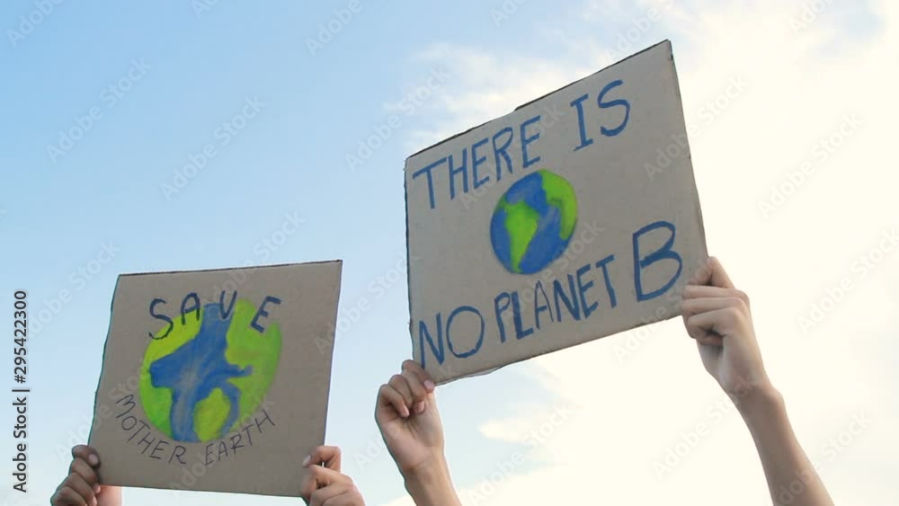 Group people of demonstration making protest about climate change and forest fire for amazon