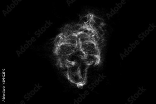 powder-shaped ghost on black background.