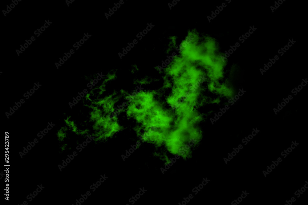 Textured cloud, Abstract green,isolated on black background