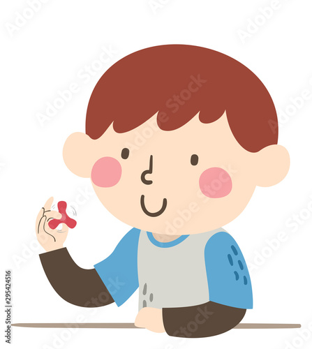 Kid Boy With Special Need Spinner Illustration