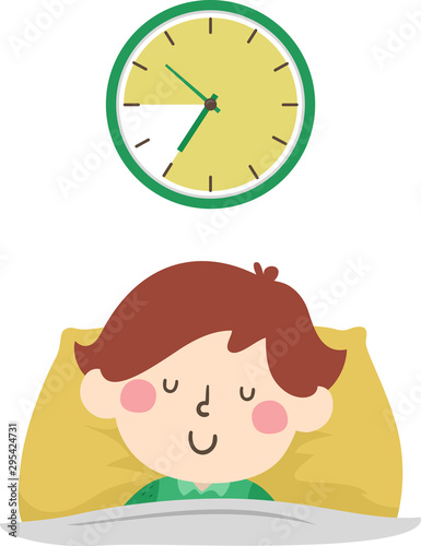 Kid Boy Ten Hours Sleep Time Illustration