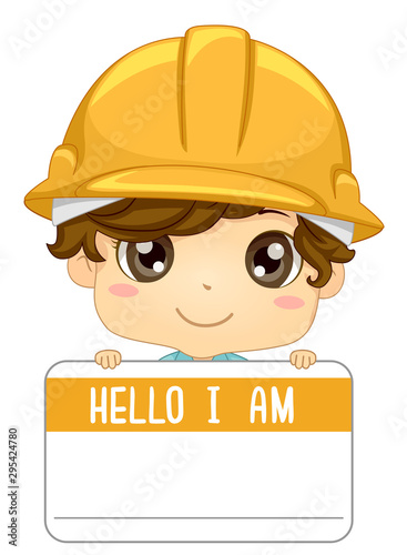 Kid Boy Engineer Name Tag I...