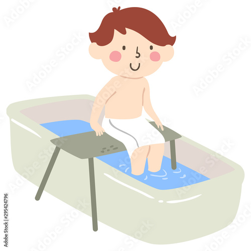 Kid Boy Bath Transfer Illustration