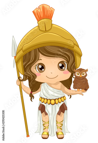 Kid Girl Athena Costume Illustration