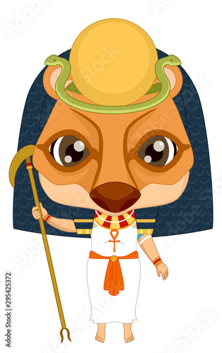Kid Girl Egyptian God Tefnut Costume Illustration