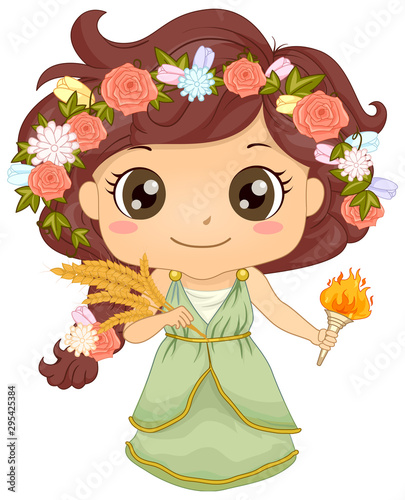 Kid Girl Greek God Demeter Costume Illustration