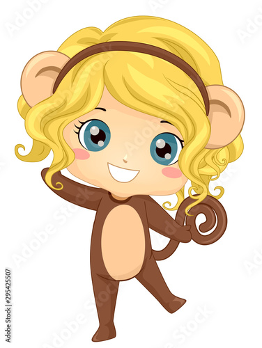Kid Girl Animal Monkey Cost...