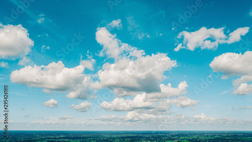 aerial view from drone of sky and fields