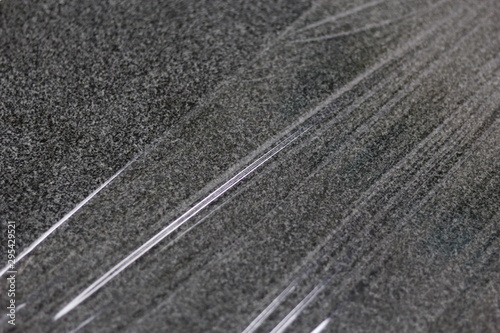 Clear plastic film on granite surface
