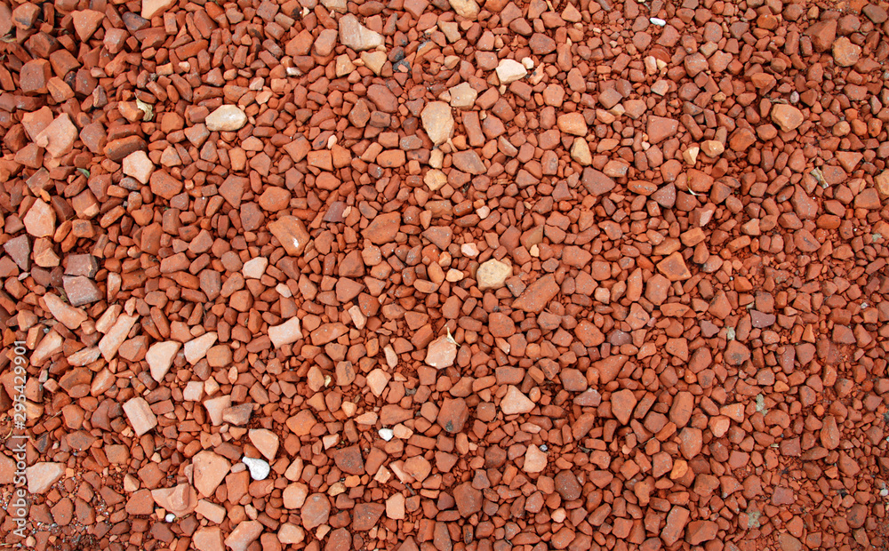 Broken brick chips. Broken brick chips.