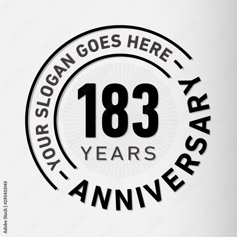 183 years anniversary logo template. One hundred and eighty-three years celebrating logotype. Vector and illustration.