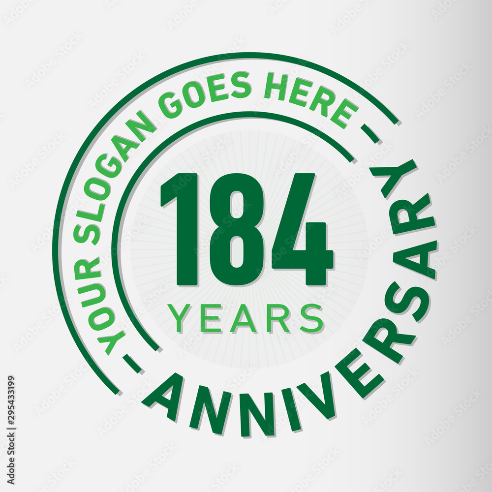 184 years anniversary logo template. One hundred and eighty-four years celebrating logotype. Vector and illustration. 184 years anniversary logo template. One hundred and eighty-four years celebrating logotype. Vector and illustration.