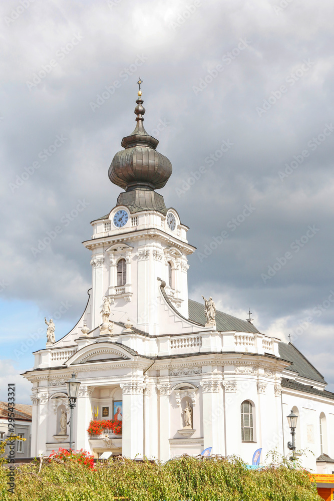 WADOWICE, POLAND - SEPTEMBER 14, 2019: Basilica in Wadowice, Poland.