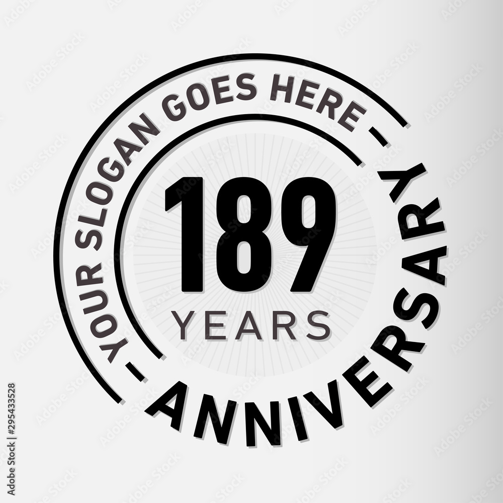 189 years anniversary logo template. One hundred and eighty-nine years celebrating logotype. Vector and illustration.