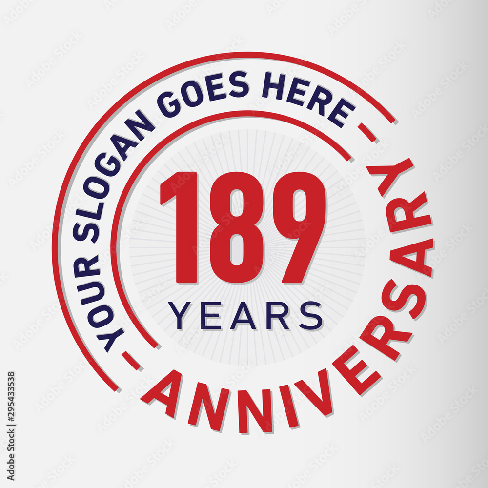 189 years anniversary logo template. One hundred and eighty-nine years celebrating logotype. Vector and illustration. 189 years anniversary logo template. One hundred and eighty-nine years celebrating logotype. Vector and illustration.