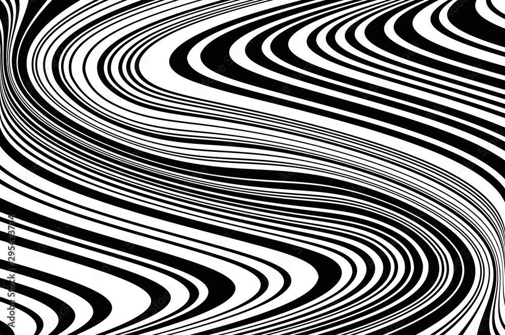 Wave design black and white. Digital image with a psychedelic stripes. Vector illustration Wave design black and white. Digital image with a psychedelic stripes. Vector illustration