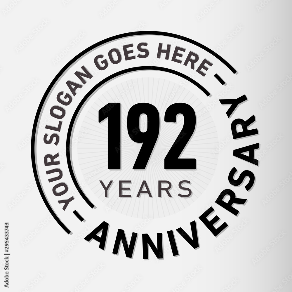 192 years anniversary logo template. One hundred and ninety-two years celebrating logotype. Vector and illustration.