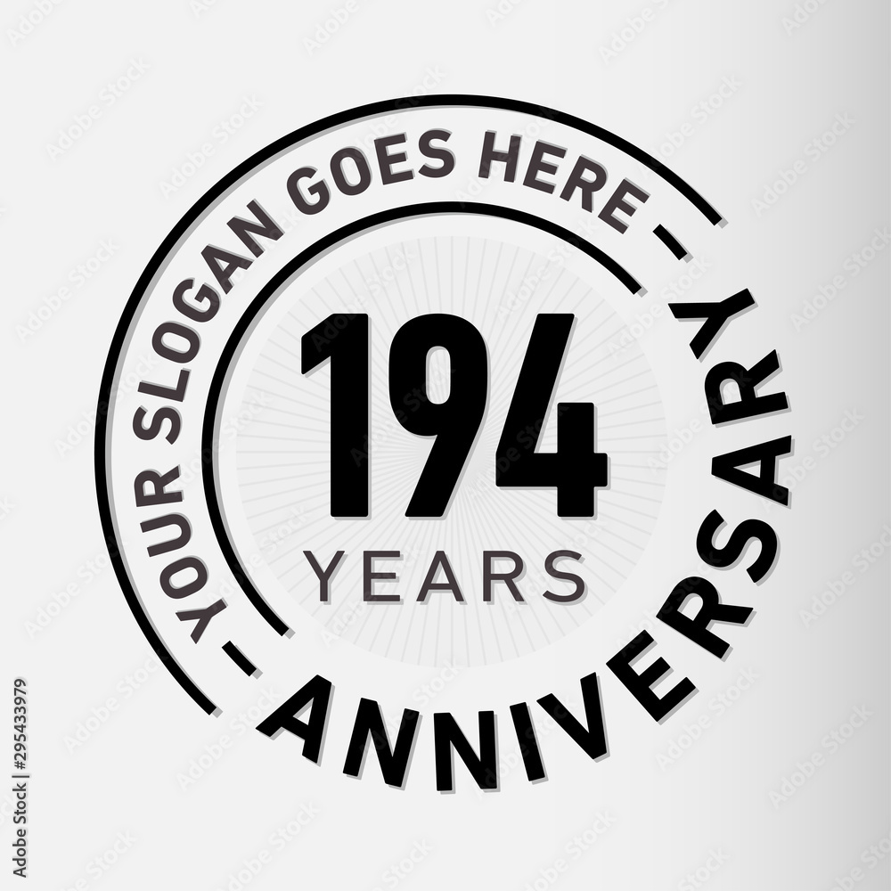 194 years anniversary logo template. One hundred and ninety-four years celebrating logotype. Vector and illustration.