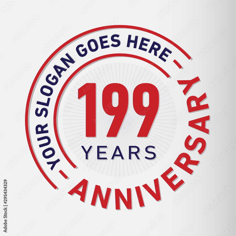 199 years anniversary logo template. One hundred and ninety-nine years celebrating logotype. Vector and illustration. 199 years anniversary logo template. One hundred and ninety-nine years celebrating logotype. Vector and illustration.