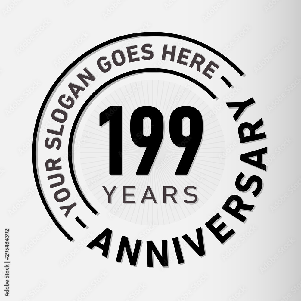 199 years anniversary logo template. One hundred and ninety-nine years celebrating logotype. Vector and illustration.