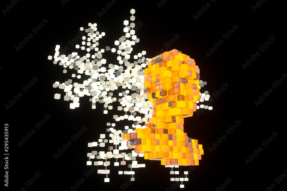 The head of the virtual robot with concepts of artificial intelligence, 3d rendering. The head of the virtual robot with concepts of artificial intelligence, 3d rendering.