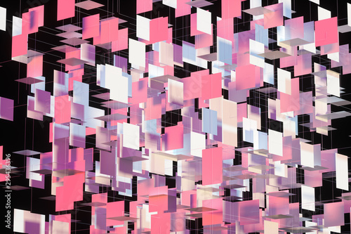 Fototapeta Naklejka Na Ścianę i Meble -  A three-dimensional space composed of square planes, 3d rendering.