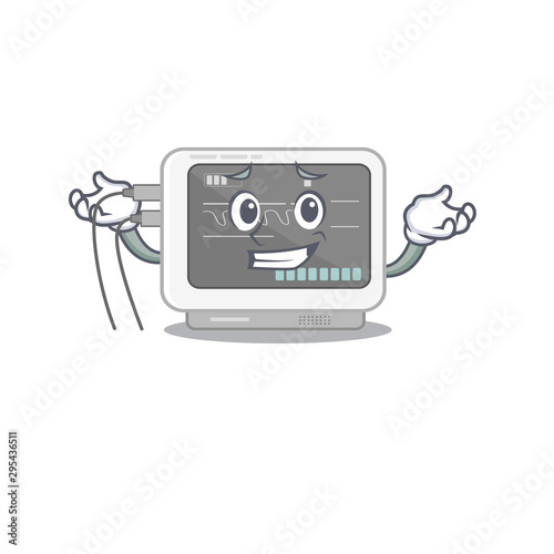 Grinning ecg machine stuck the cartoon wall