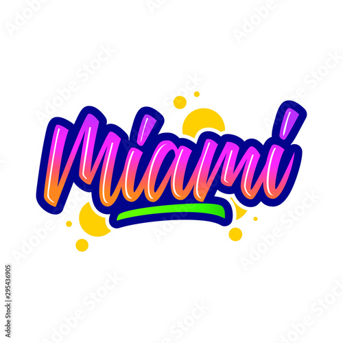 miami logotype design with awesome script hand lettering and great gradient color for your brand