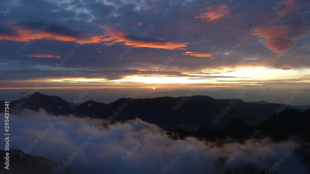 sunrise over japanese alps