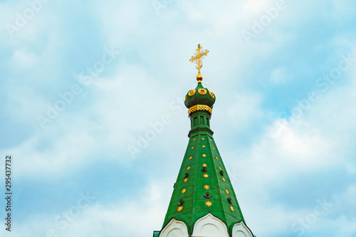 Russian Church Golden domes in the blue sky