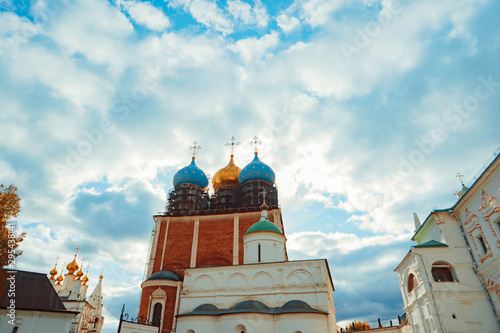 Russian Church Golden domes in the blue sky