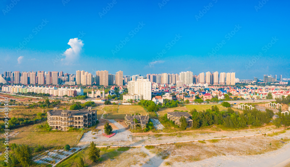 Fototapeta premium Aerial aerial photographs of coastal city scenery in Beihai City, Guangxi