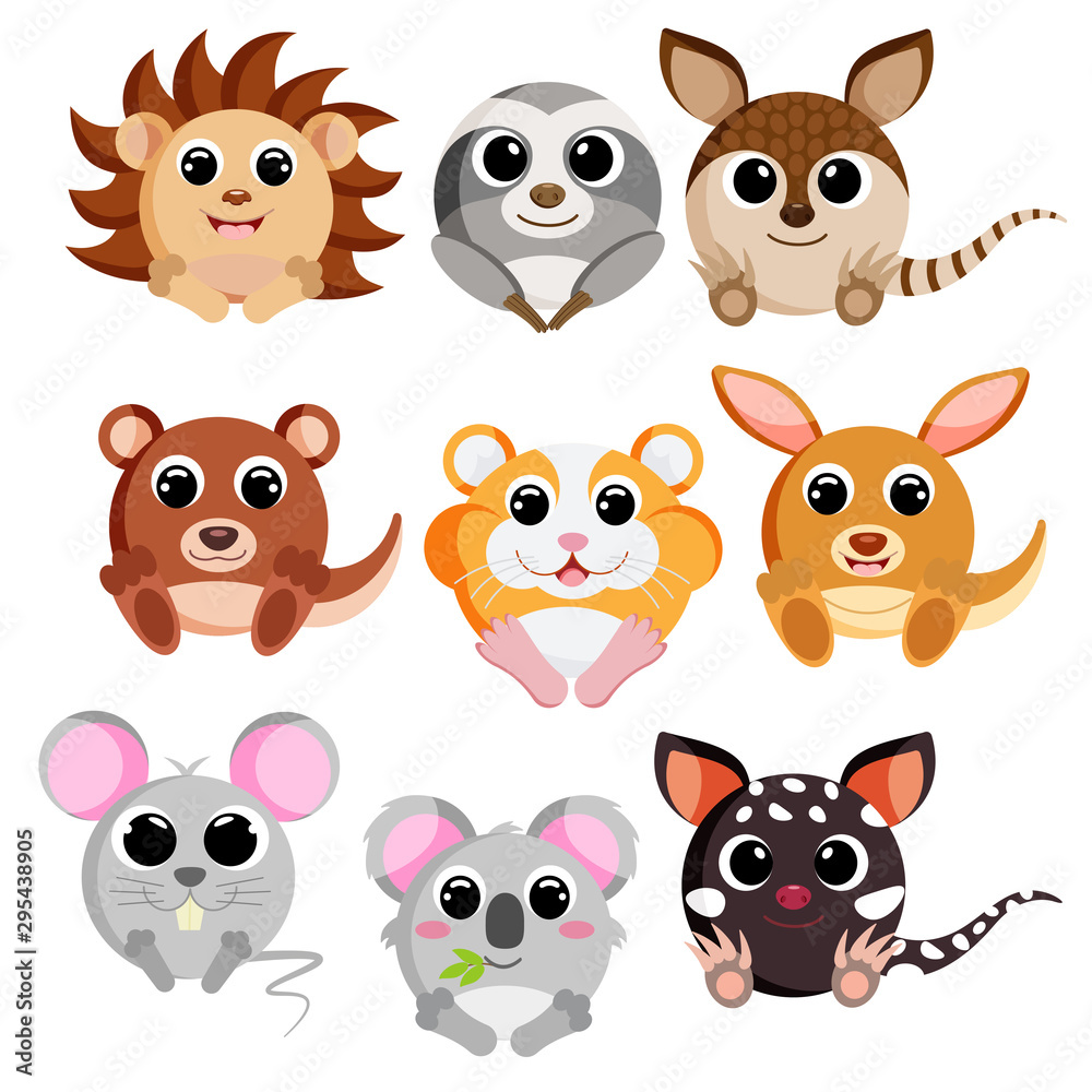 Fototapeta premium Cute animals set in vector style