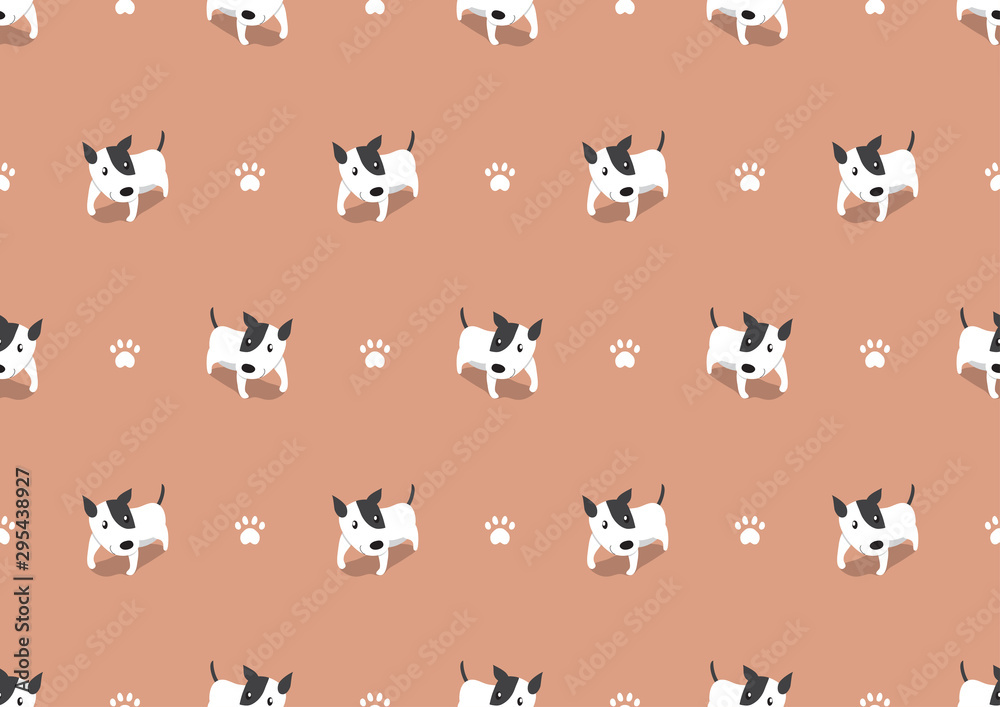 Vector cartoon cute dog seamless pattern background for design.