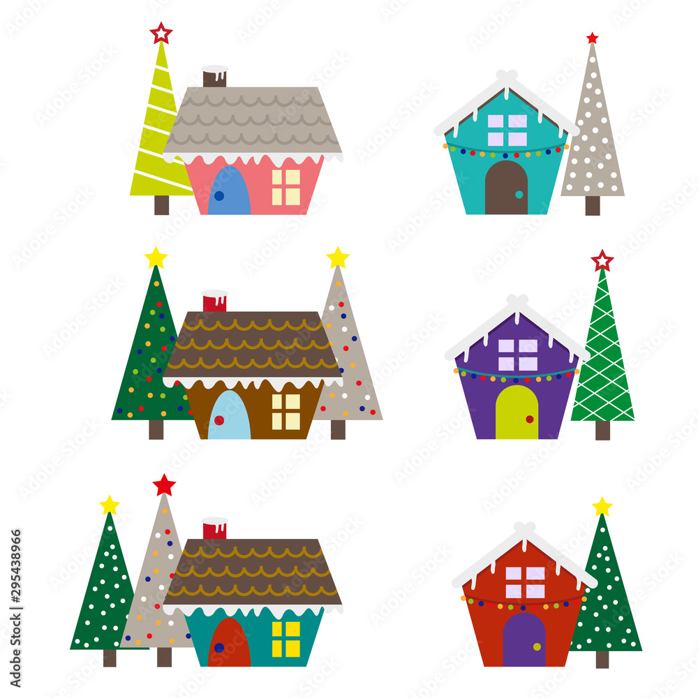 Christmas house village icon.