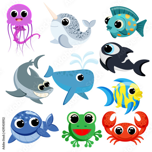 ocean animals set in vector style